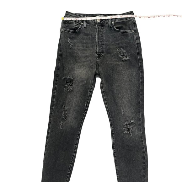 Forever 21 Women’s Black Distressed Skinny Jeans Size 30 High Rise Ripped Denim - Picture 5 of 16